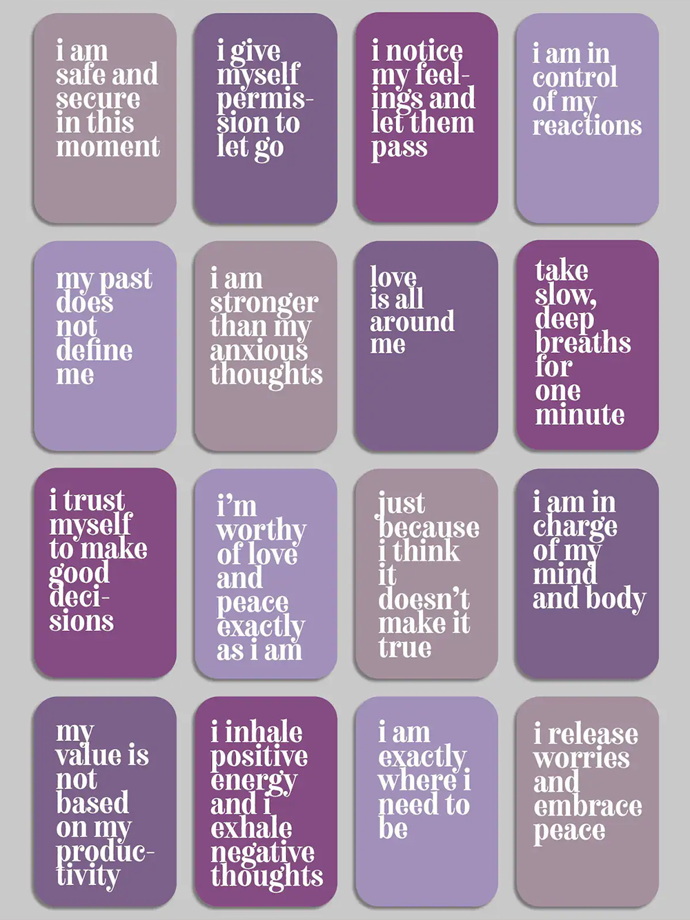 Anxiety Relief Affirmation Cards - Mental Health Support Mantras, Calming Deck for Stress Relief and Emotional Wellness