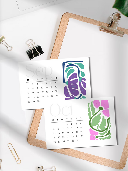 2026 Mini Calendar Cards- Floral Monthly