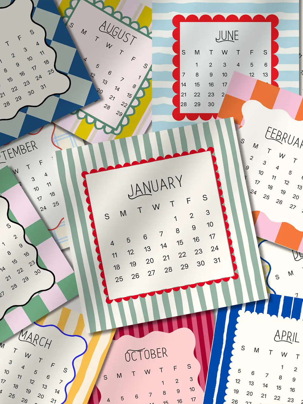 2026 Mini Funky Calendar Cards