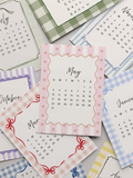2026 Mini Preppy Calendar Cards