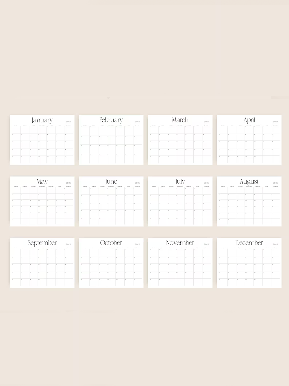 2026 Minimalist Calendar