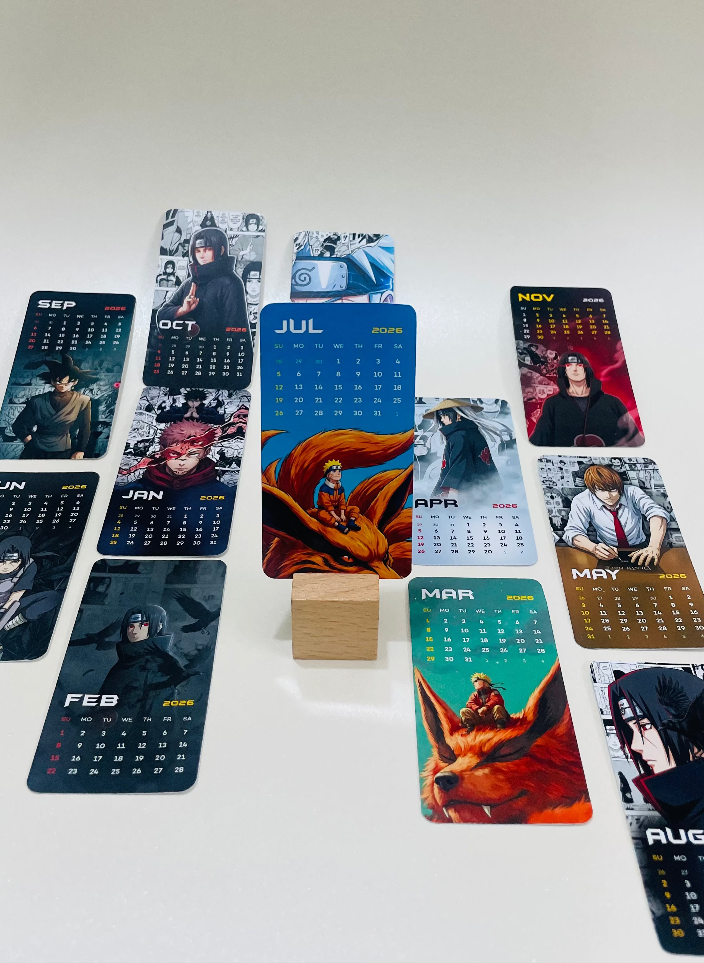 Anime Legends 2026 – Premium Anime Desk Calendar 2026 with Wooden Stand