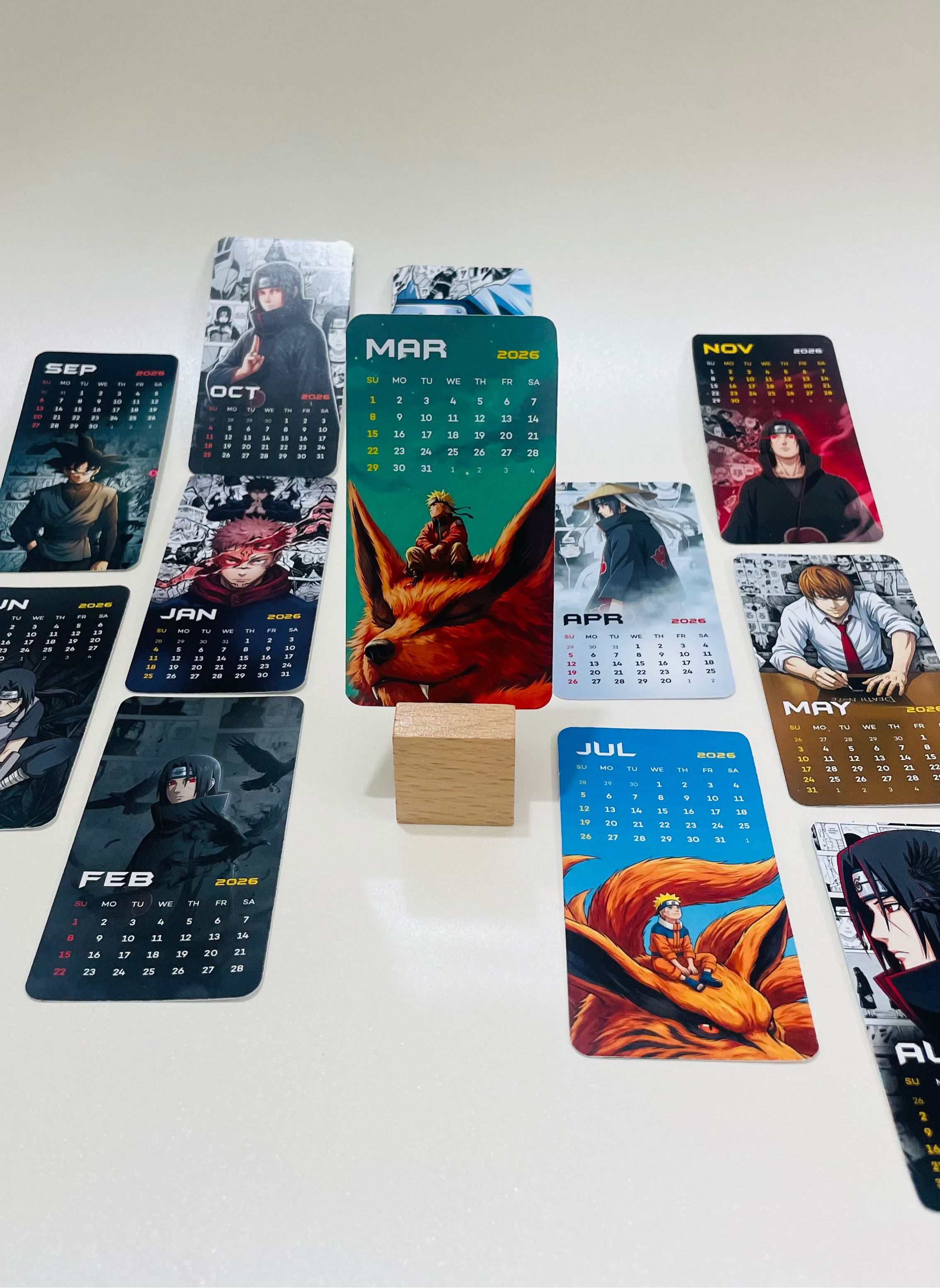 Anime Legends 2026 – Premium Anime Desk Calendar 2026 with Wooden Stand