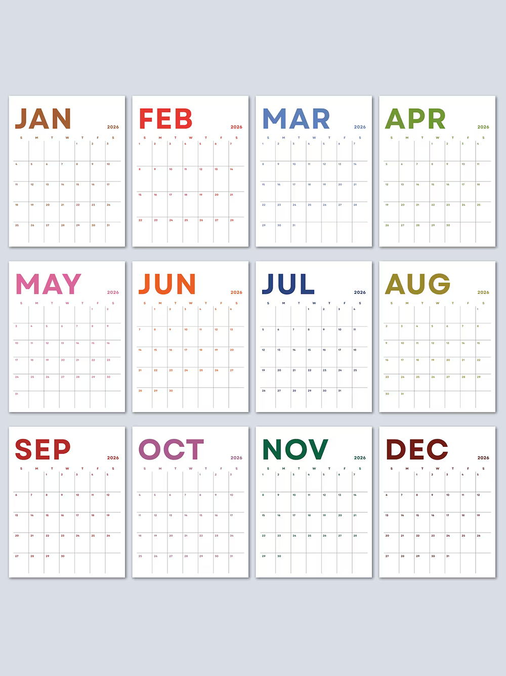 Minimalist 2026 Calendar