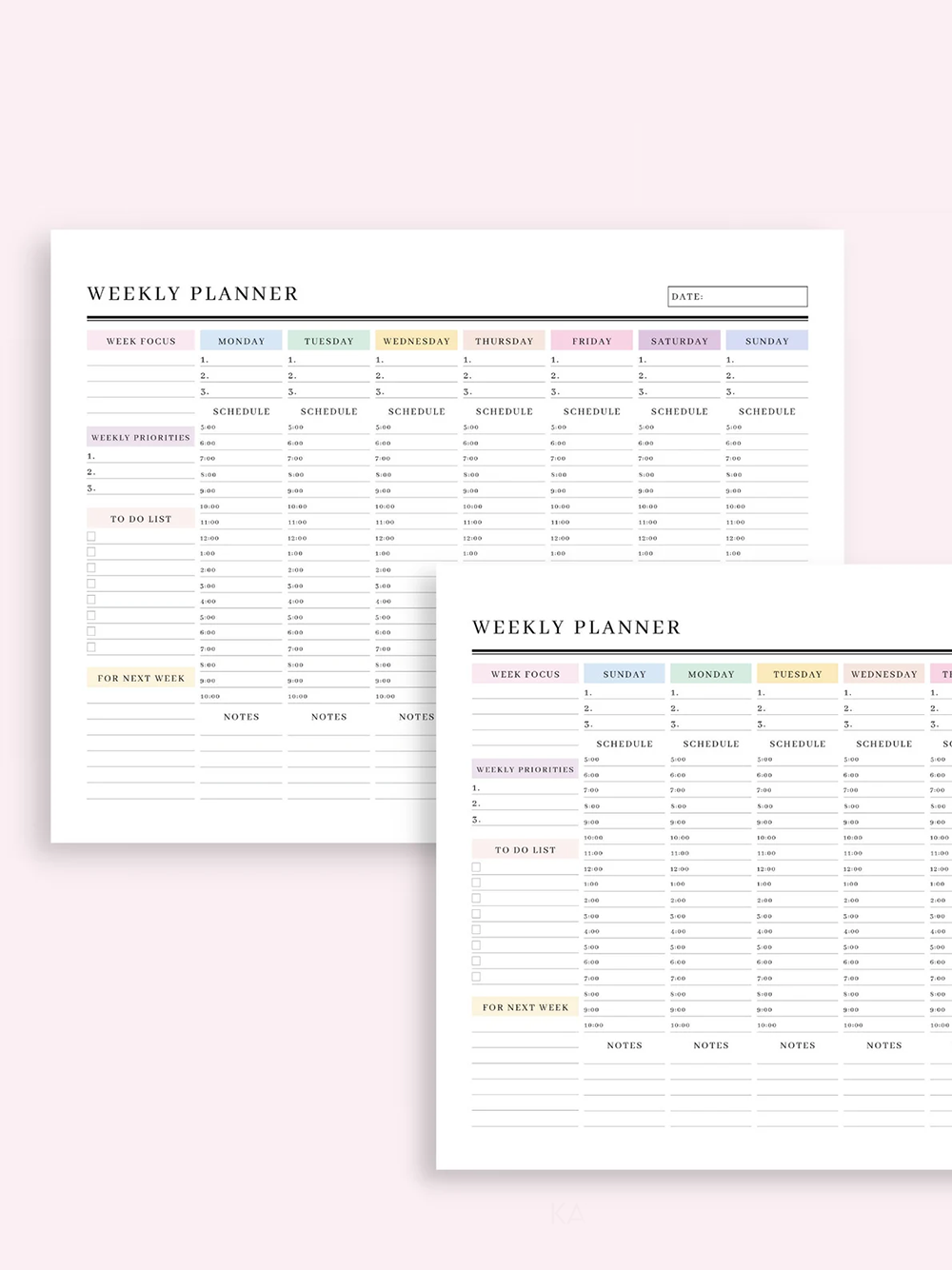 Weekly Hourly Planner EDITABLE Weekly Schedule
