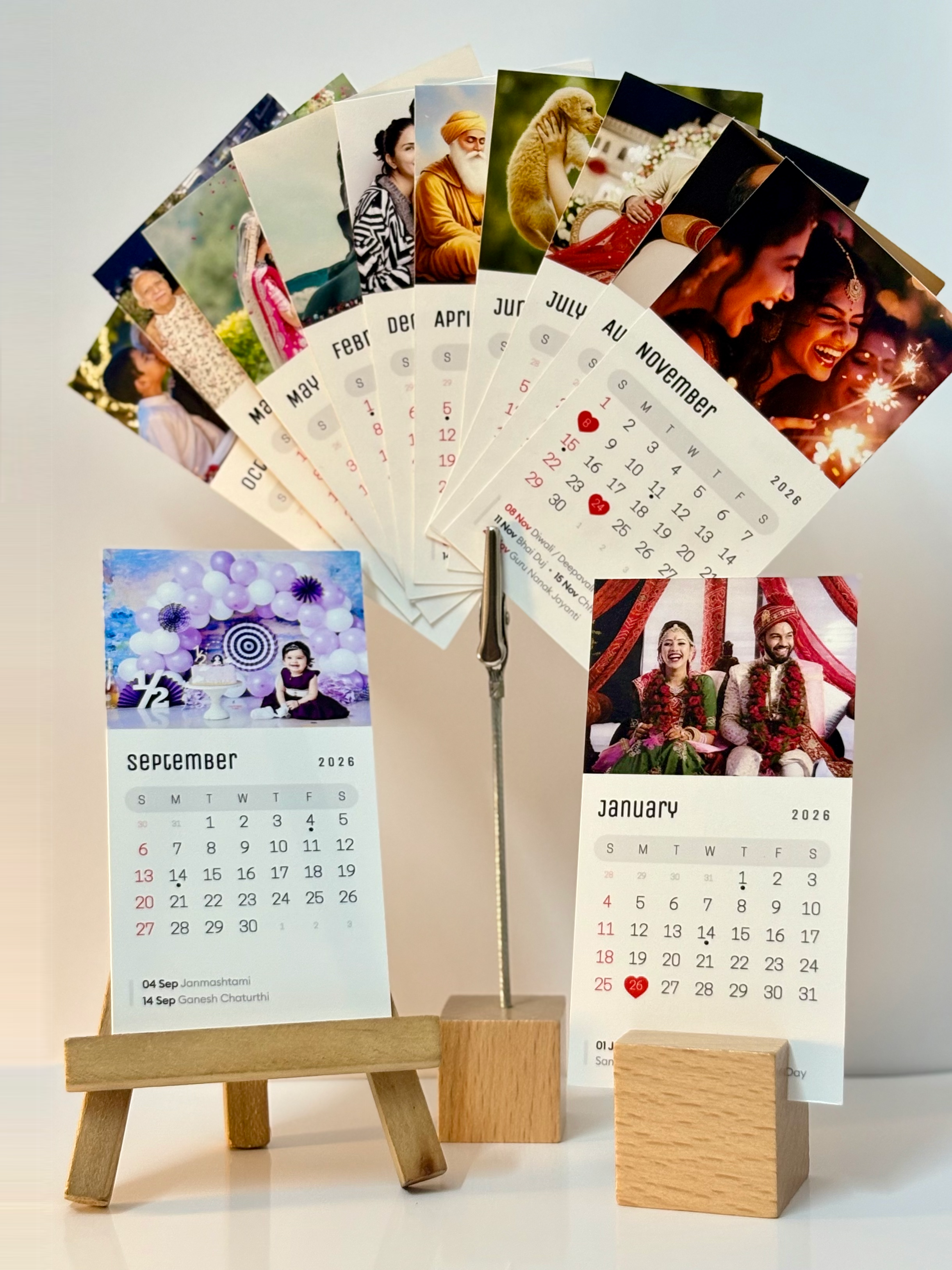 Personalized 12-Photo Mini Desk Calendar 2026 (12-Month Photo Book)